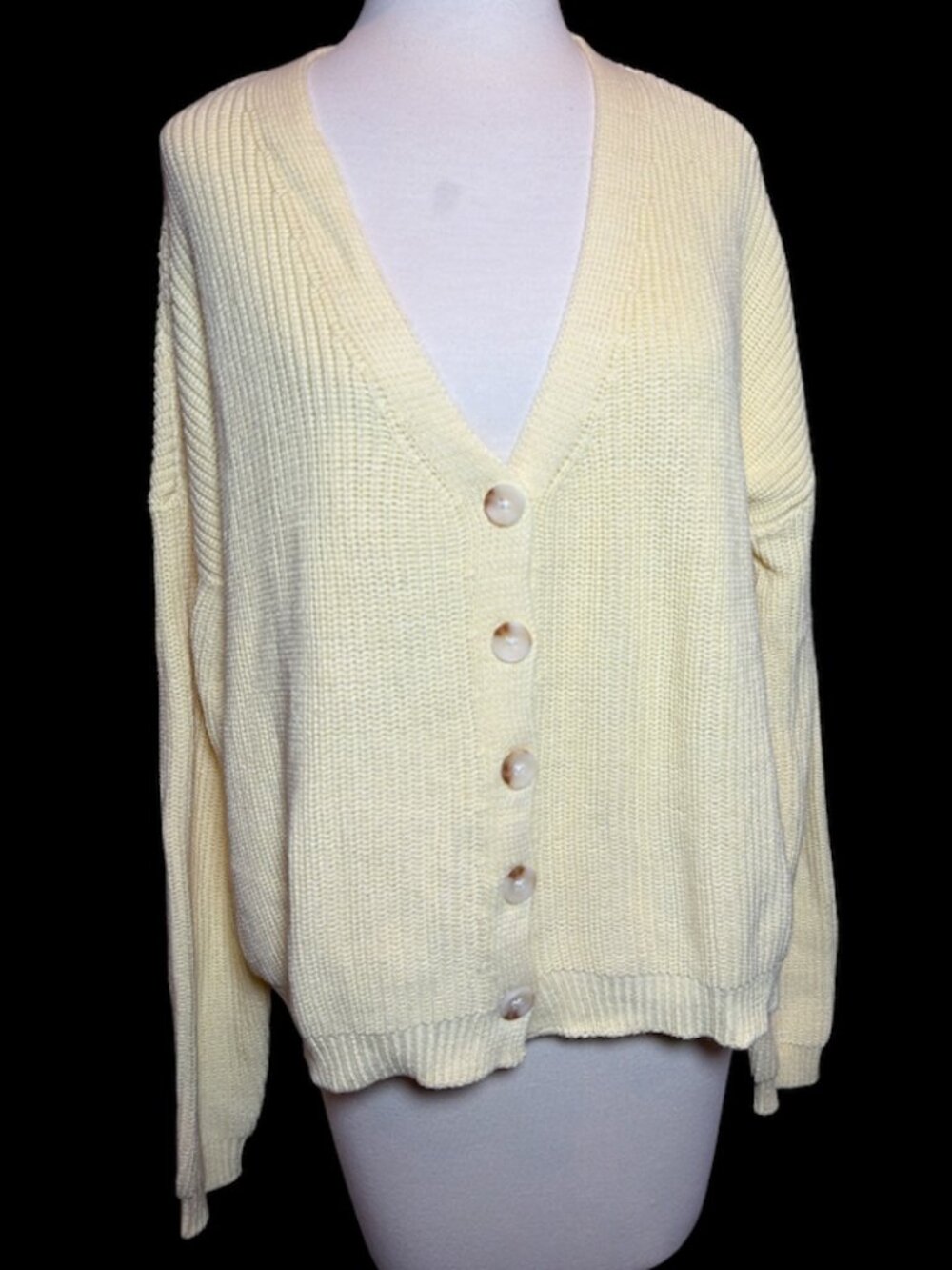 Zsupply Pale Yellow Ribbed Cardigan Sweater